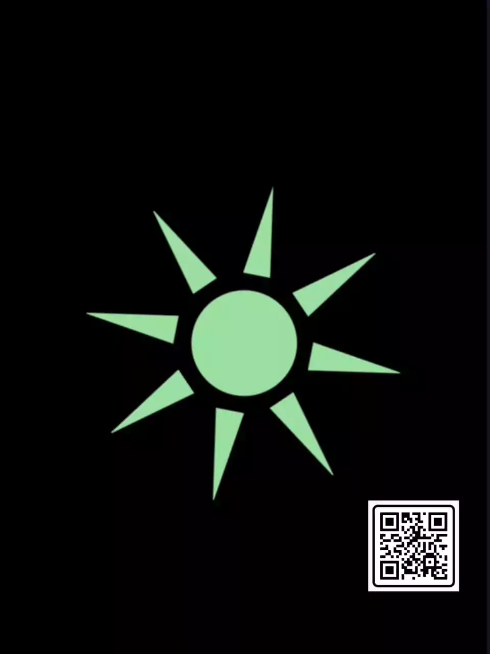 a green sun with a black background